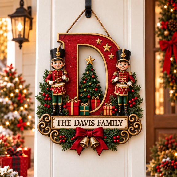 Personalized Nutcracker Monogram Wooden Door Sign for Music Lover Christmas Gift