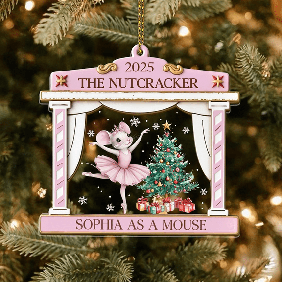Personalized Nutcracker Mouse Acrylic Ornament, Cast Member Gift Personalized with Name and Role_ WILES EAGLE