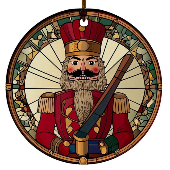 Personalized Nutcracker Ornament, Stain Glass Ornament Xmas 2025, Christmas Ceramic Ornament for Christmas Tree Decoration, Nutcracker Ornament for Christmas Home Decors
