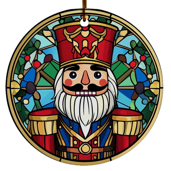 Personalized Nutcracker Ornament, Stain Glass Ornament Xmas 2025, Christmas Ceramic Ornament for Christmas Tree Decoration, Nutcracker Ornament for Christmas Home Decors