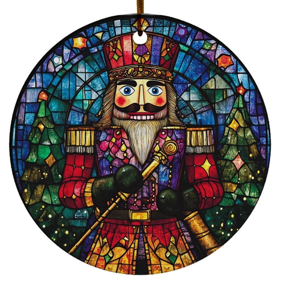 Personalized Nutcracker Ornament, Stain Glass Ornament Xmas 2025, Christmas Ceramic Ornament for Christmas Tree Decoration, Nutcracker Ornament for Christmas Home Decors