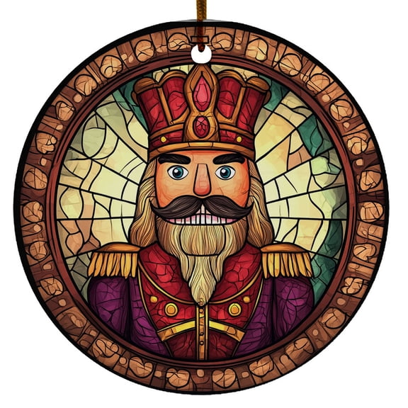 Personalized Nutcracker Ornament, Stain Glass Ornament Xmas 2025, Christmas Ceramic Ornament for Christmas Tree Decoration, Nutcracker Ornament for Christmas Home Decors