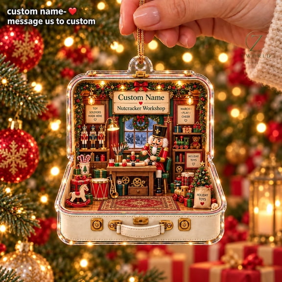 Personalized Nutcracker Workshop Acrylic Christmas Ornament for Tree Hanging, Holiday Gift
