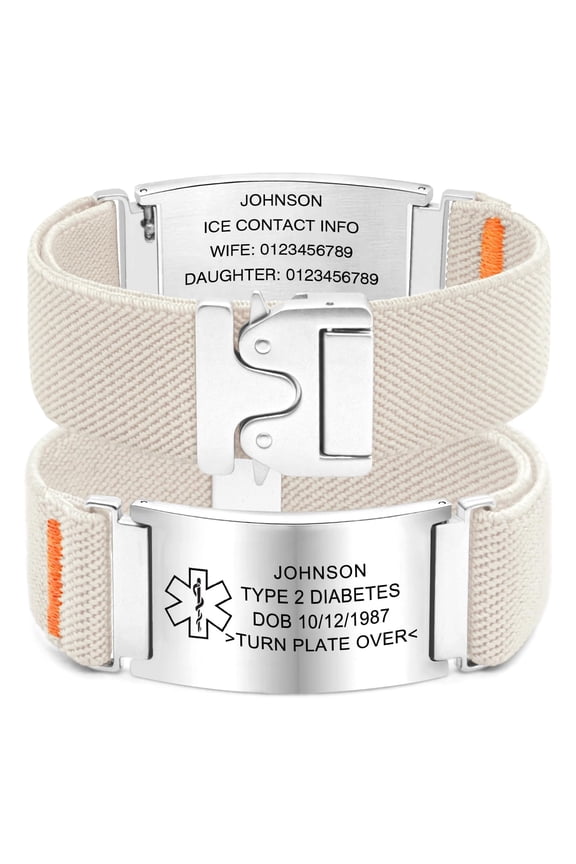 Personalized Nylon Medical Bracelet with Laser-Engraved Medical Alert ID Tag and Secure Parachute-Style Buckle, Adjustable Length Custom Safety Gift for Men