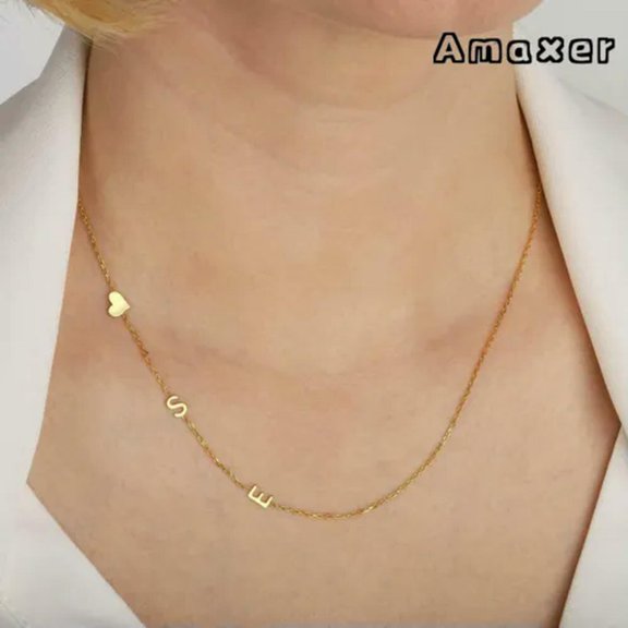 Personalized Oblique Initials Letter Custom Name Choker Necklace Jewelry