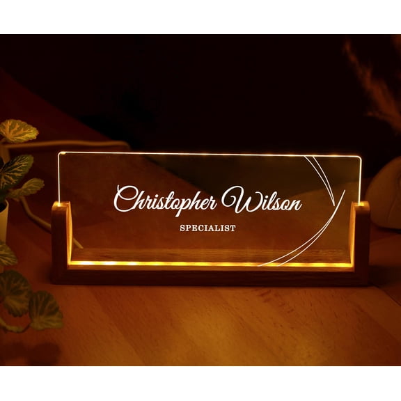 Personalized Office Desk Name Plate Night Light Custom Professional Sign Acrylic Lamp Corporate Promotion Gift For Men Boss
