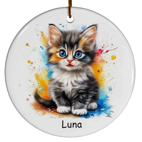 Personalized Ojos Azules Cat Christmas Ornament, Customized Ornament with Cat Name, Christmas Ornament, Gift for Mother's day, Father's day, Christmas, Birthday, Gift for Cat Lover