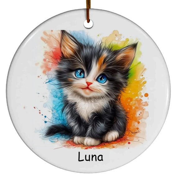 Personalized Ojos Azules Cat Christmas Ornament, Customized Ornament with Cat Name, Christmas Ornament, Gift for Mother's day, Father's day, Christmas, Birthday, Gift for Cat Lover