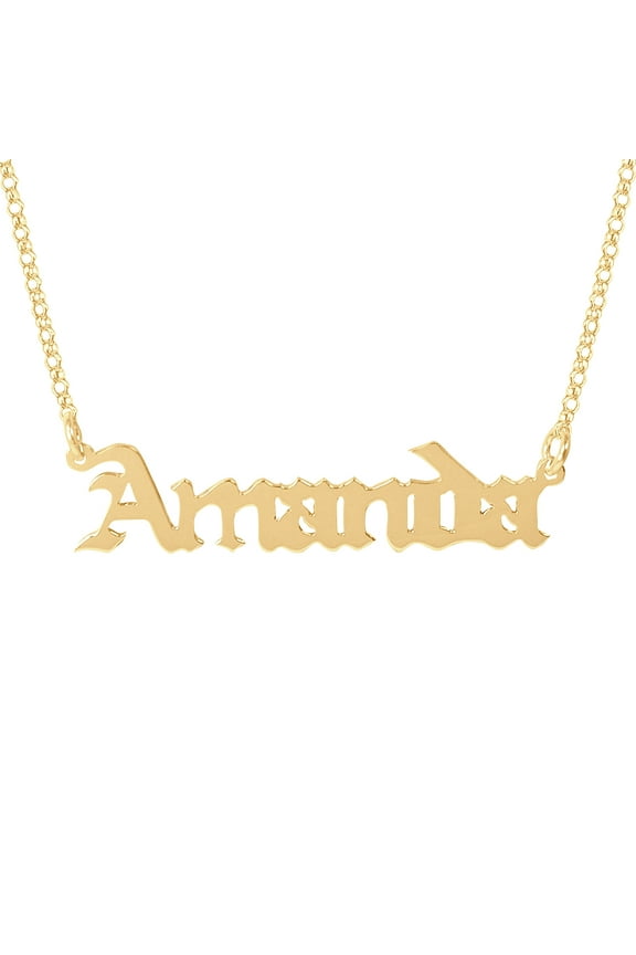 Personalized Old English Gothic Name Necklace in 14K Gold-Plated Sterling Silver