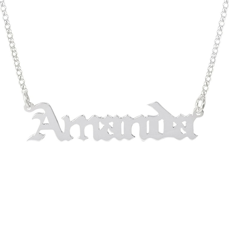 Sterling silver name necklace old english discount