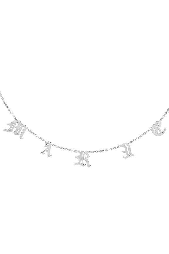 Personalized Old English Initials Necklace in Sterling Silver, 14K Gold Plated Sterling Silver, 10K Gold or 14K Gold