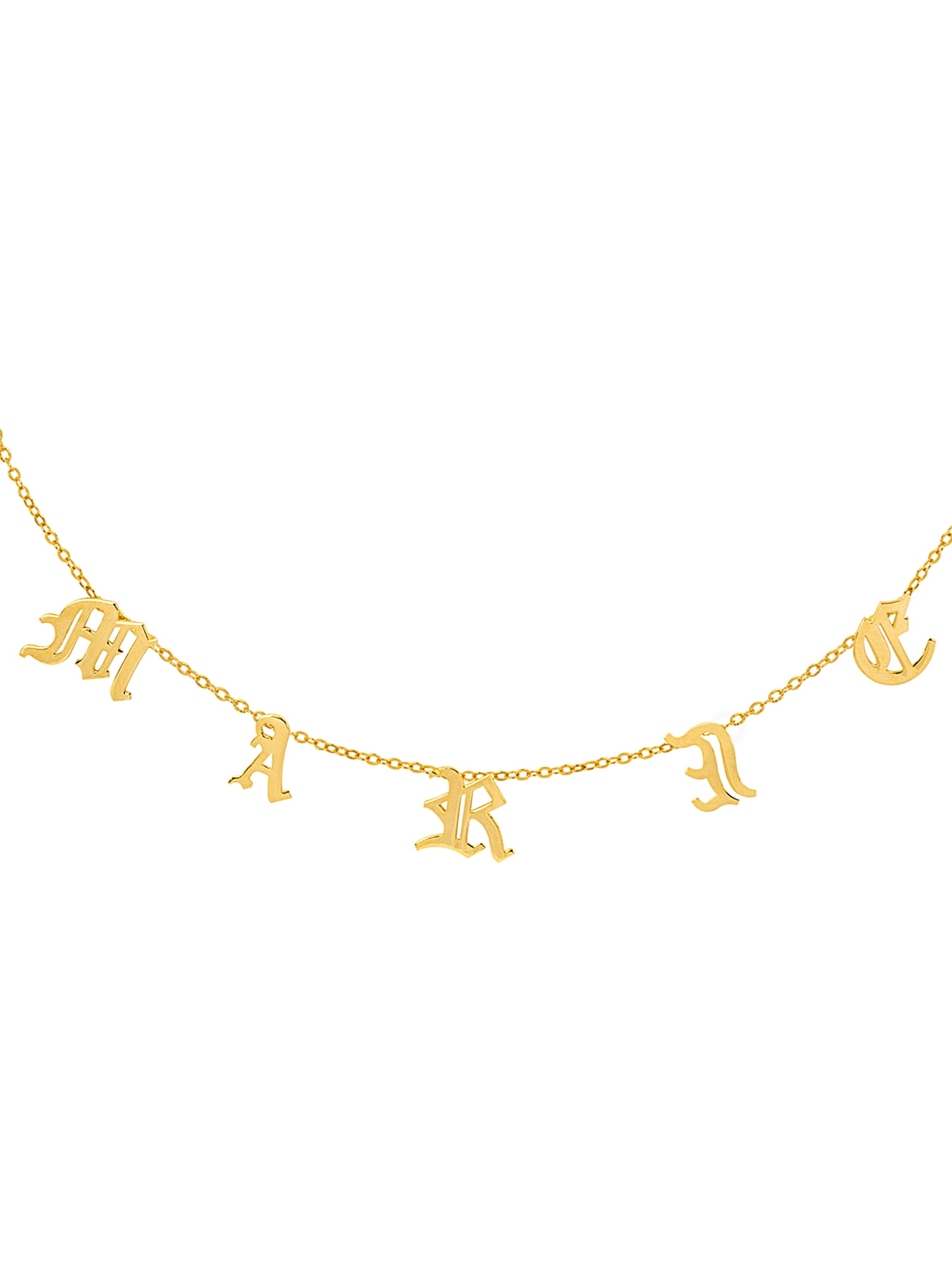 Personalized Old English Initials Necklace in Sterling Silver, 14K Gold Plated Sterling Silver, 10K Gold or 14K Gold