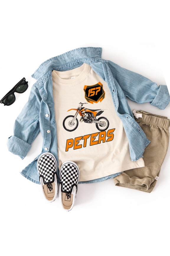 Personalized Orange Dirt Bike Shirt Motocross Graphic Custom Name Number Racing Tee