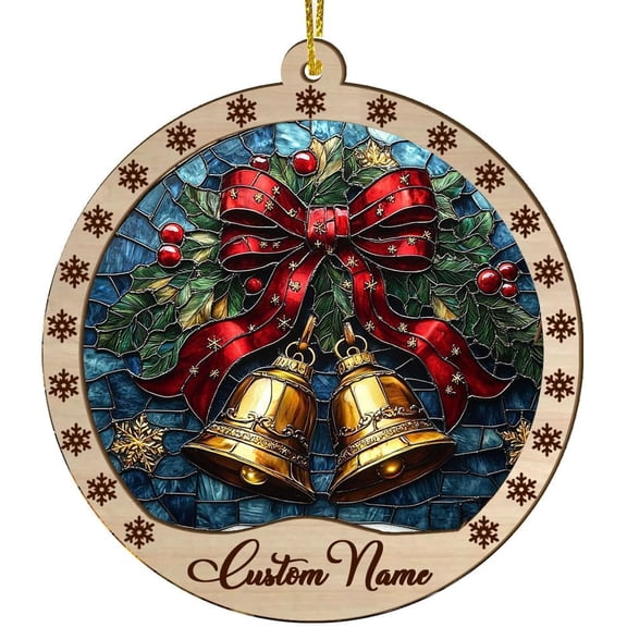 Personalized Ornament, Bauble and Bell Suncatcher, Bauble and Bell Christmas, Bauble and Bell Decor, Christmas Decorations, Christmas Birthday Gifts for Friend e86T7K (Design 85)