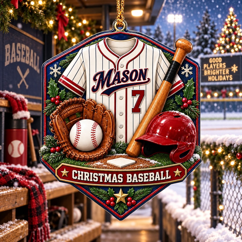 Personalized Ornament Christmas Baseball Jersey Bat And Glove - Walmart.com
