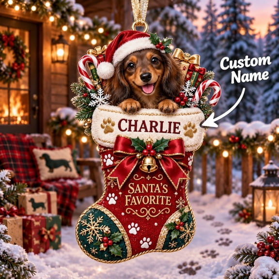 Personalized Ornament Dachshund Santa's Favorite Christmas Stocking