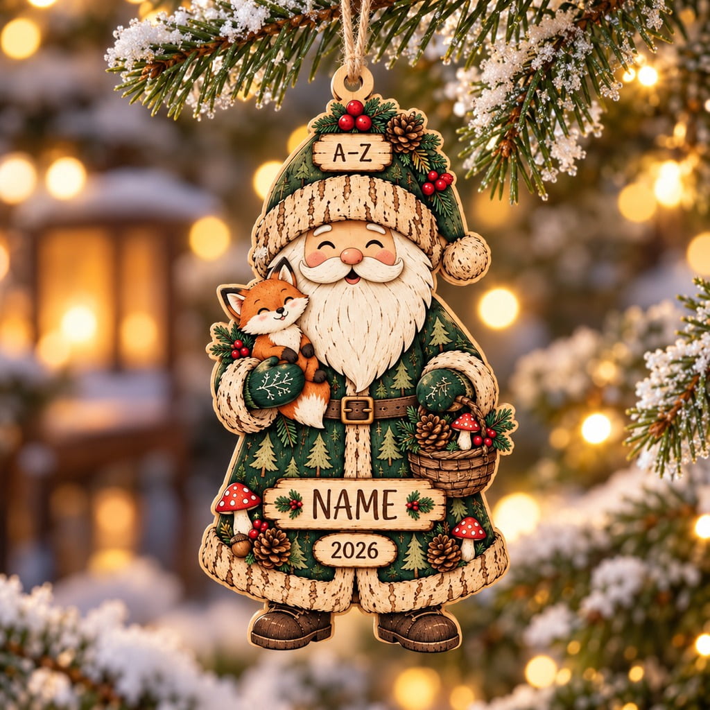 Santa Items Personalized Ornament Woodland Santa Christmas Gift - Walmart.com