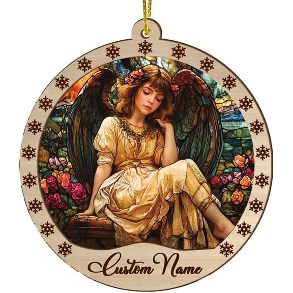 Personalized Ornaments 2025, Angle Wooden Acrylic Suncatcher, Angle Christmas, Angle Dcor, Suncatcher Christmas Tree Hanging Decor, Christmas Girlfriend Gifts for Women HKXFoN (Design 90)