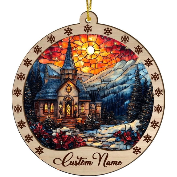 Personalized Ornaments for Christmas, Church Suncatcher, Church Christmas, Church Décor for Home, Vintage Christmas Decor, for Woman m73woJ (Design 83)