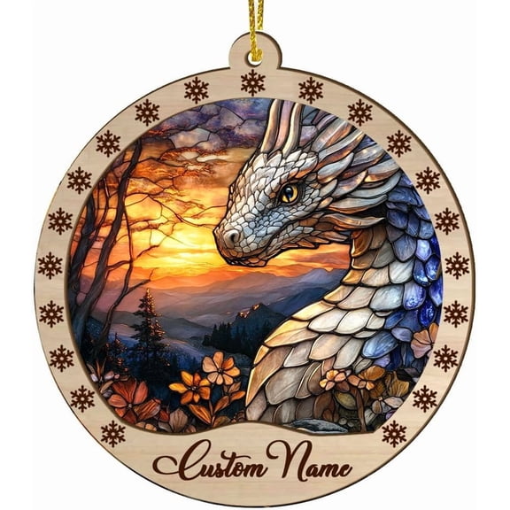 Personalized Ornaments with Names, Dragon Wooden Acrylic Suncatcher, Dragon Christmas, Dragon Decor, Christmas Tree Suncatcher, Christmas Daughter Birthday Gifts zuKcM4 (Design 117)