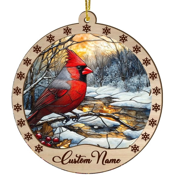 Personalized Ornaments with Photo, Gray Cardinal Suncatcher, Gray Cardinal Christmas, Gray Cardinal Decor, Vintage Christmas Suncatchers, Christmas New Mom Gifts I3Fgc3 (Design 100)