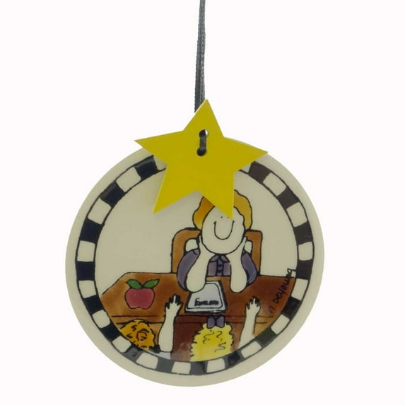 Personalized Ornaments Teacher Tile Ceramic Female School 2036 Plum