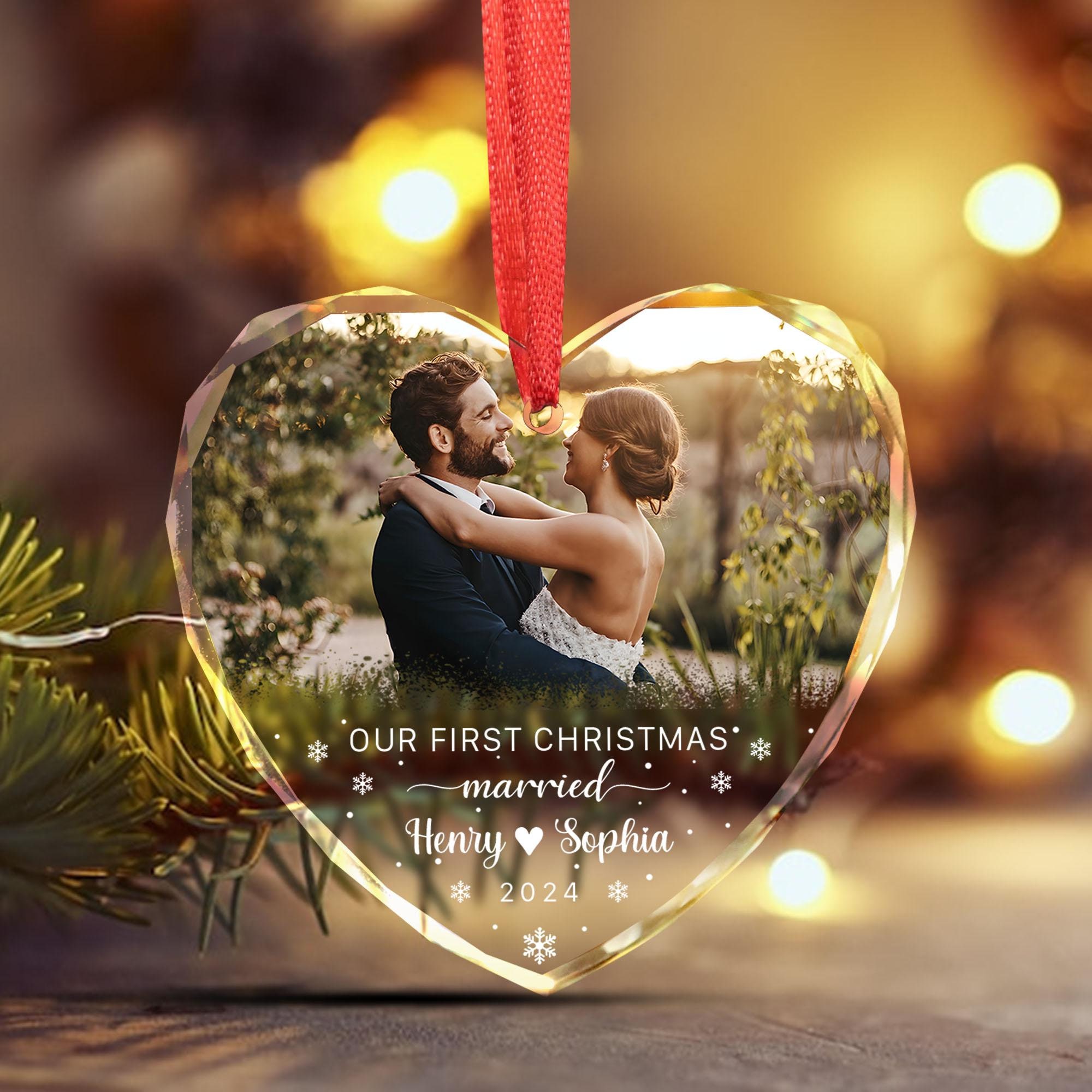 Personalized Couple Photo Ornament, First Christmas