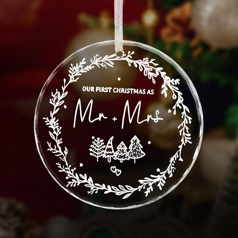 Personalized Our First Christmas Married Acrylic Ornament 2024,Wedding