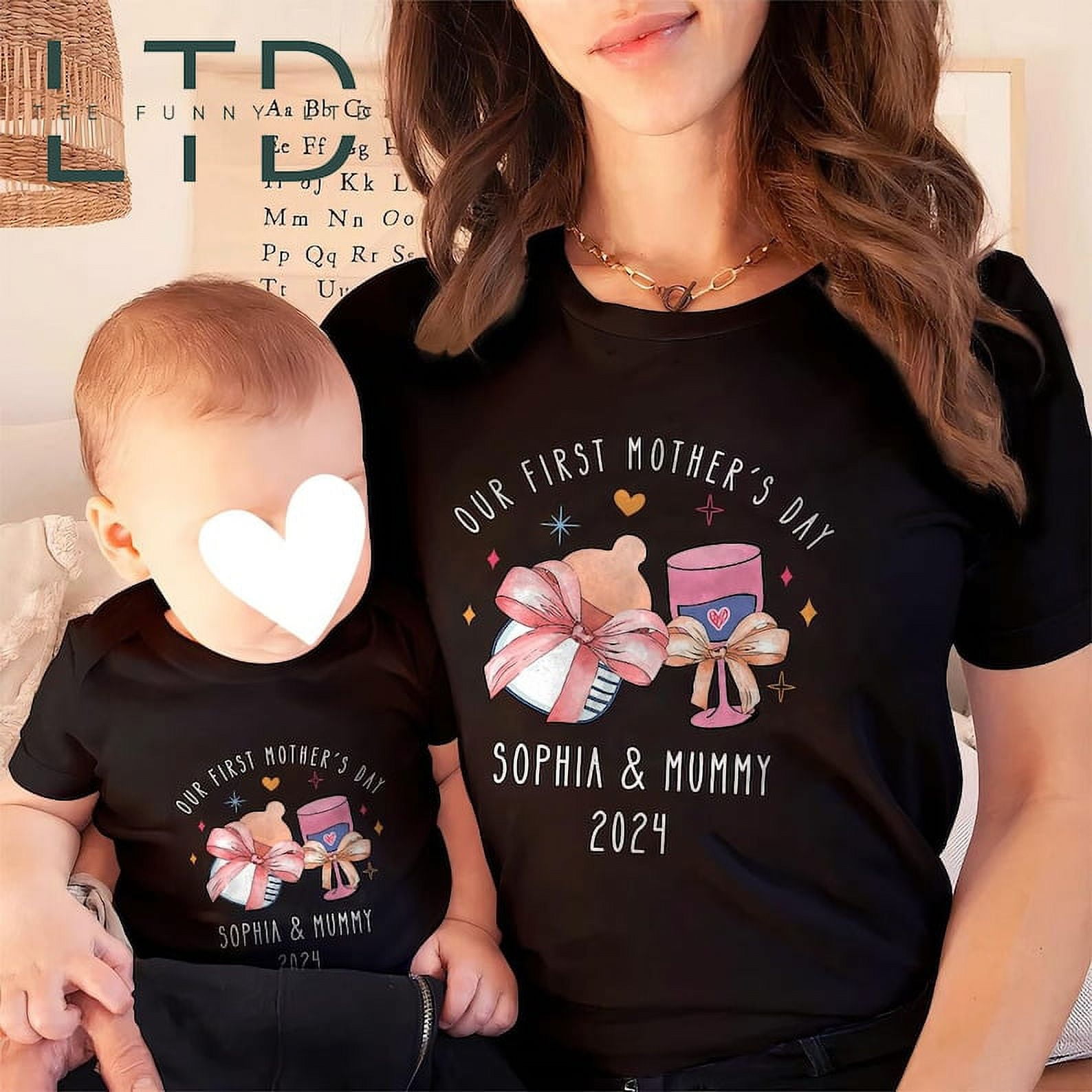 Mummy and baby matching fashion outfits