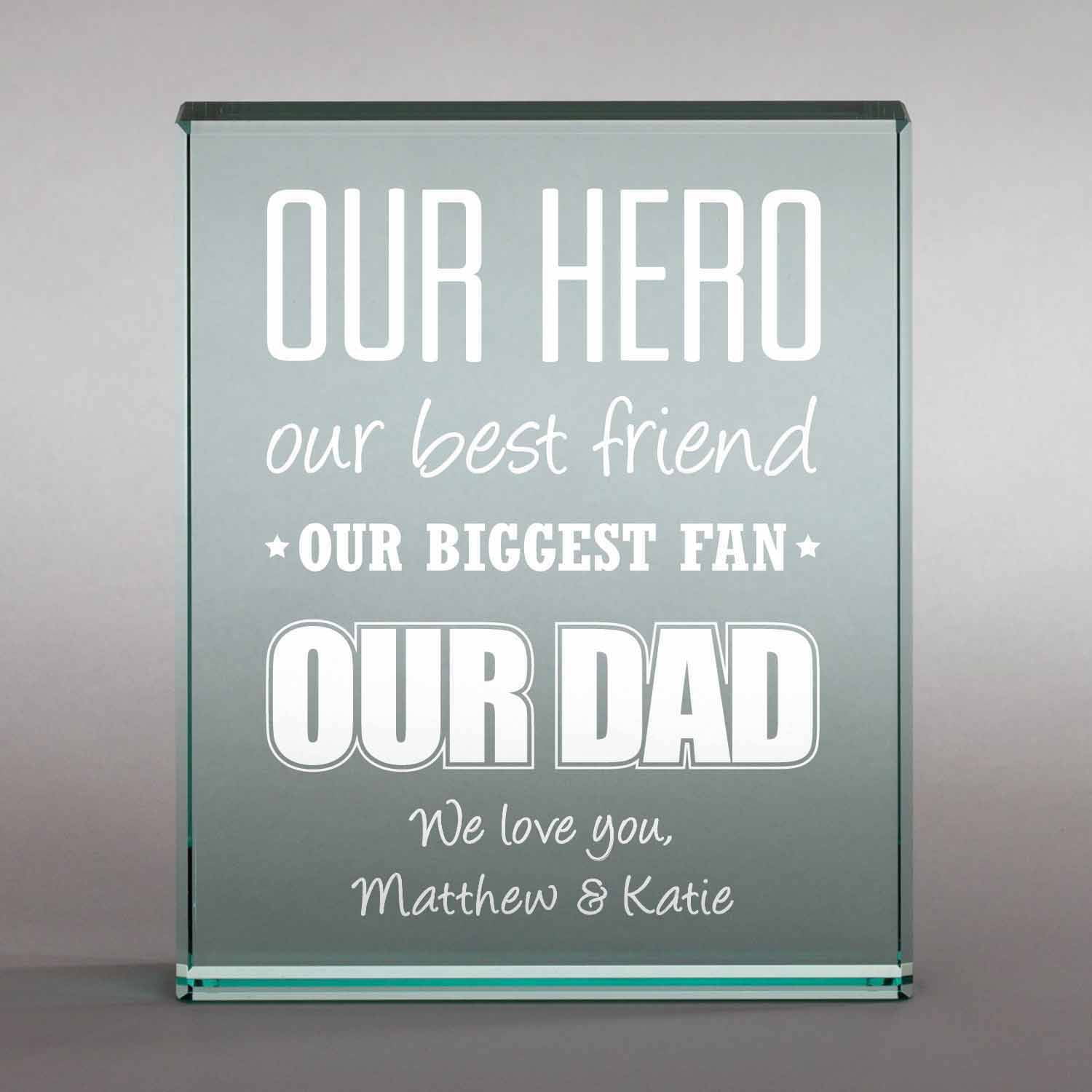 Personalized Our Hero 4" x 5" Glass Keepsake