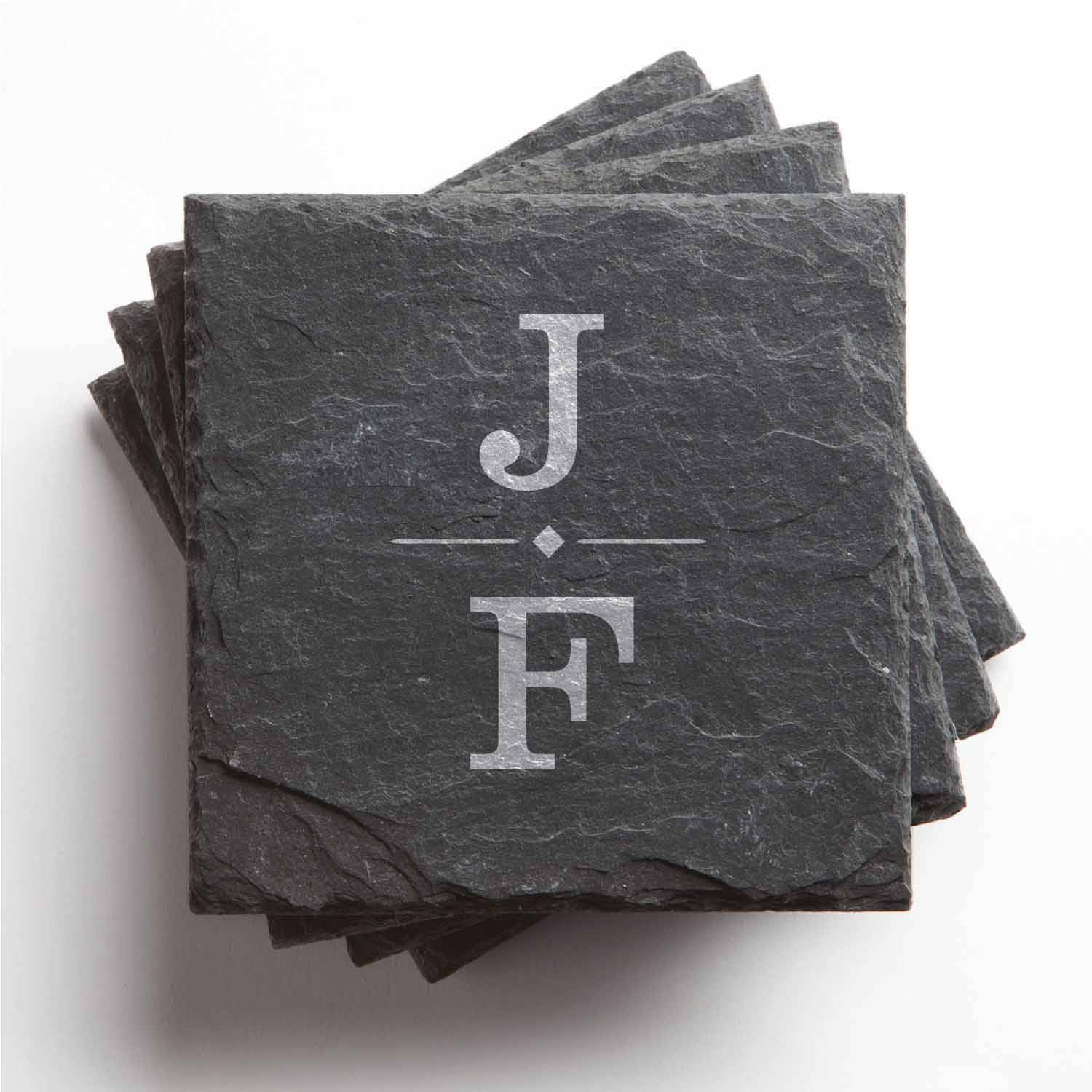 Personalized Our Initials Set of 4 Slate Coasters