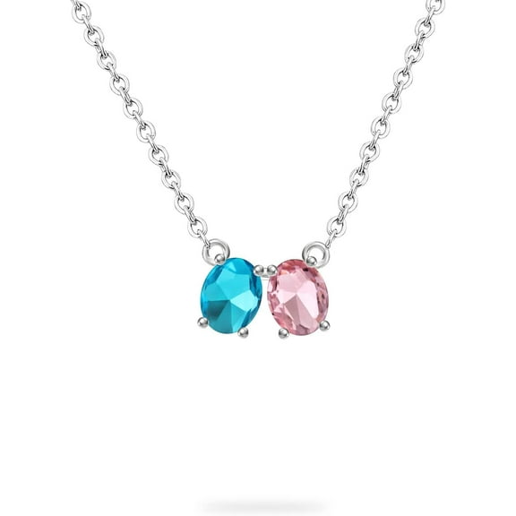 Personalized Oval 1-6 Birthstones Necklace for Women Mothers Birthstone Necklace Jewelry Gifts for Christmas