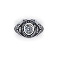 thumbnail image 1 of Personalized Oval Cut Clear Crystal Fashion Ring Decorative Gift for Men and Women Customized School Name Year Inside Engraving 925 Sterling Silver, 1 of 2