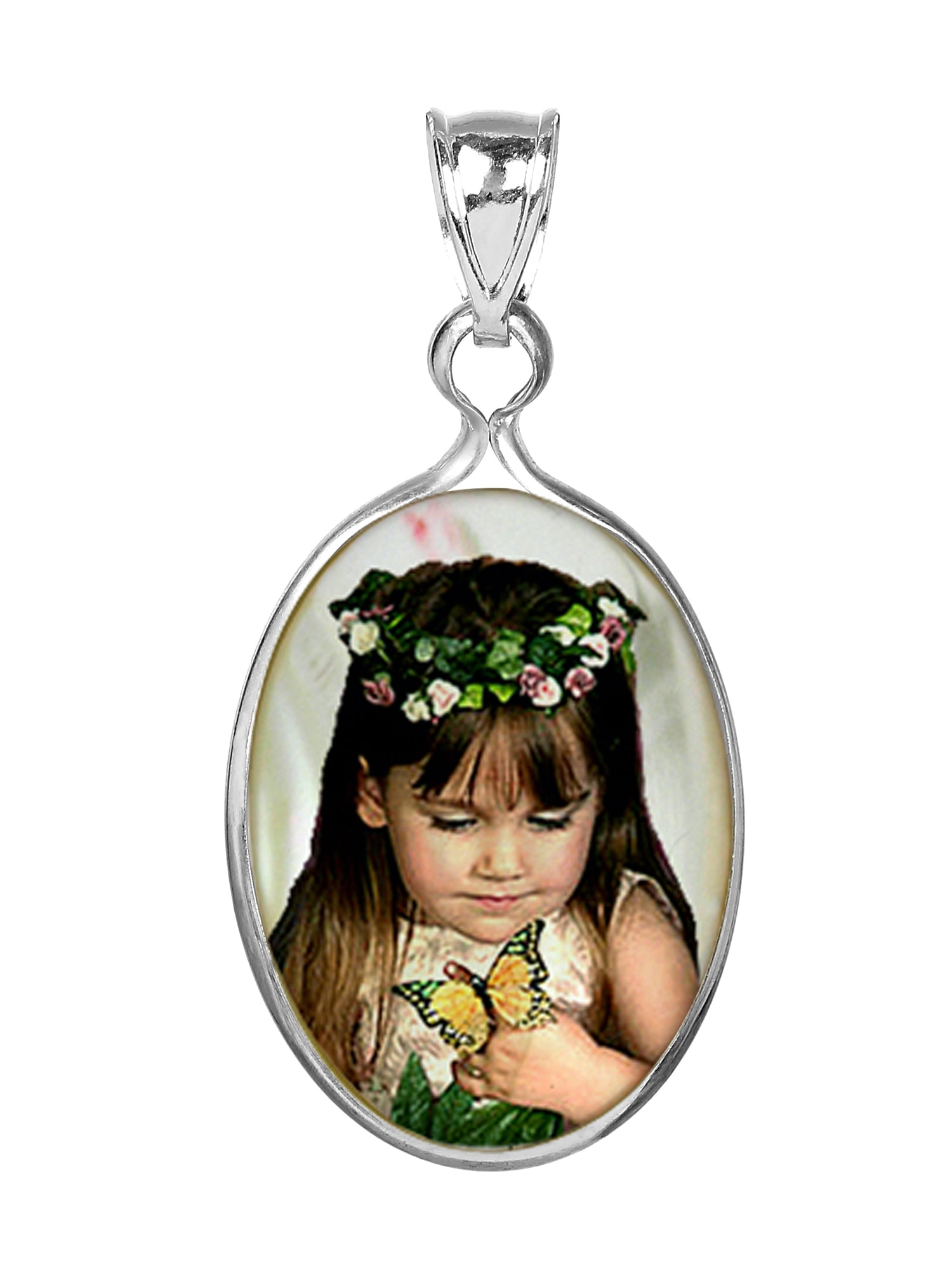 Personalized Oval Frame Mother of Pearl Color Photo Charm for Adult Women