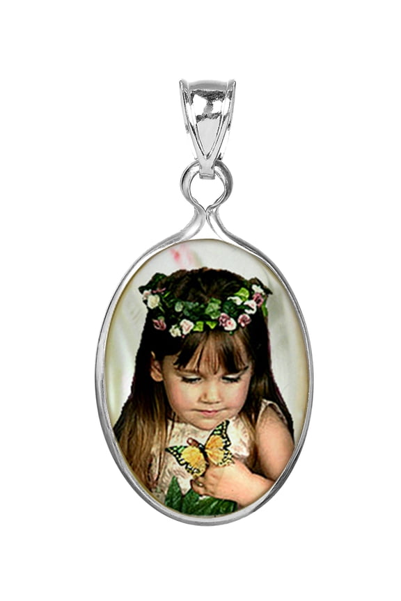 Personalized Oval Frame Mother of Pearl Color Photo Charm for Adult Women