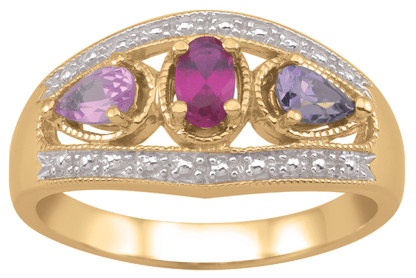 Personalized Oval & Pear stone ring by Jewelster