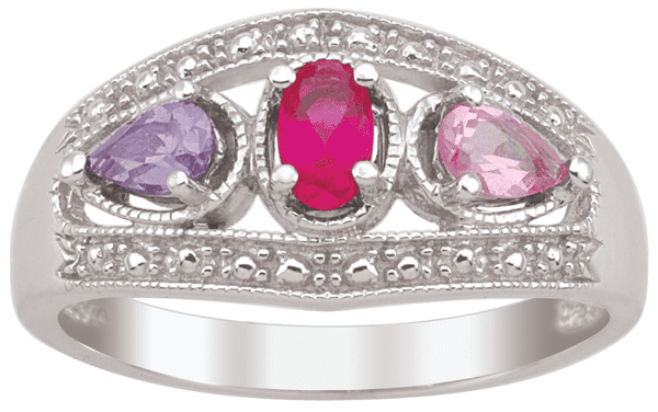 Personalized Oval & Pear stone ring by Jewelster
