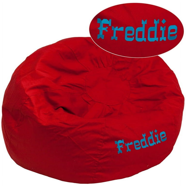Personalized Oversized Solid Red Bean Bag Chair for Kids and