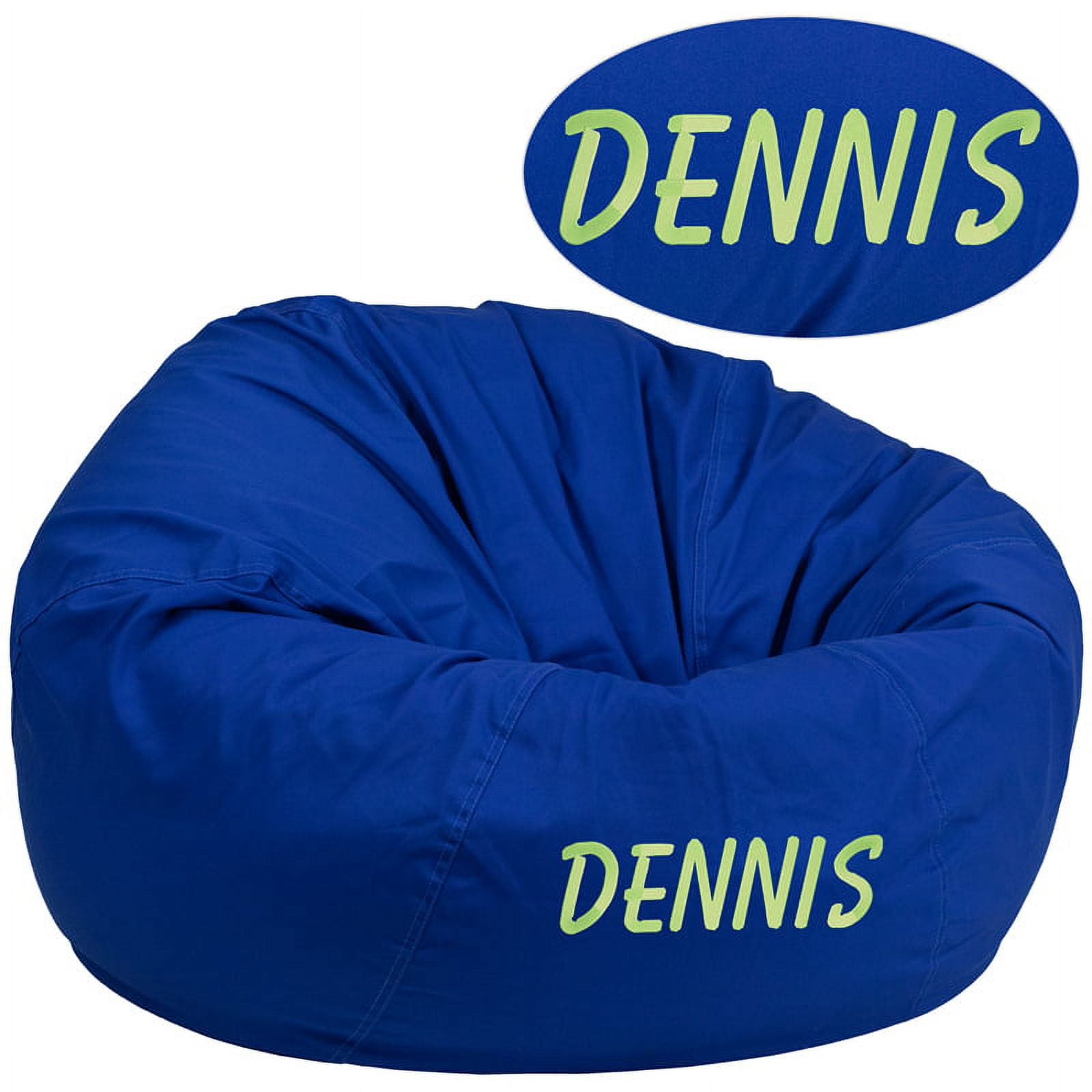 Personalized Oversized Solid Royal Blue Bean Bag Chair for Kids and