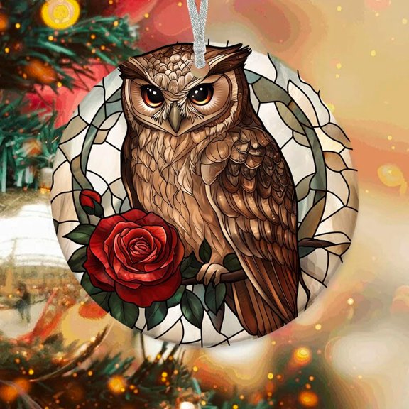 Personalized Owl Ornaments 2025, Owl Xmas Gifts Ideas, Owl Suncatcher, Christmas Tree Ornament zHEo10