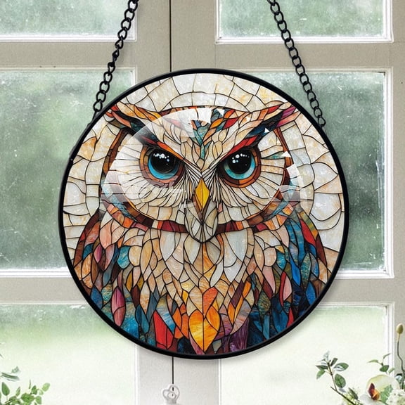 Personalized Owls Tree Stained Glass, Owls Xmas Gifts Ideas, Owls Christmas Décor, Xmas Decorations HUPcBN