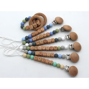 Personalized Pacifier Clip with Name,Silicone Pacifier Clips with Beads for Baby Boys and Girls - Rust-Free Holders Newborn Safe Baby Essentials