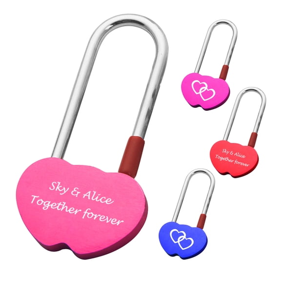 Personalized Padlock Double Heart Love Lock, Laser Engraved with Your Customized Text, Wedding Valentines Anniversary Gift for Lovers Travel