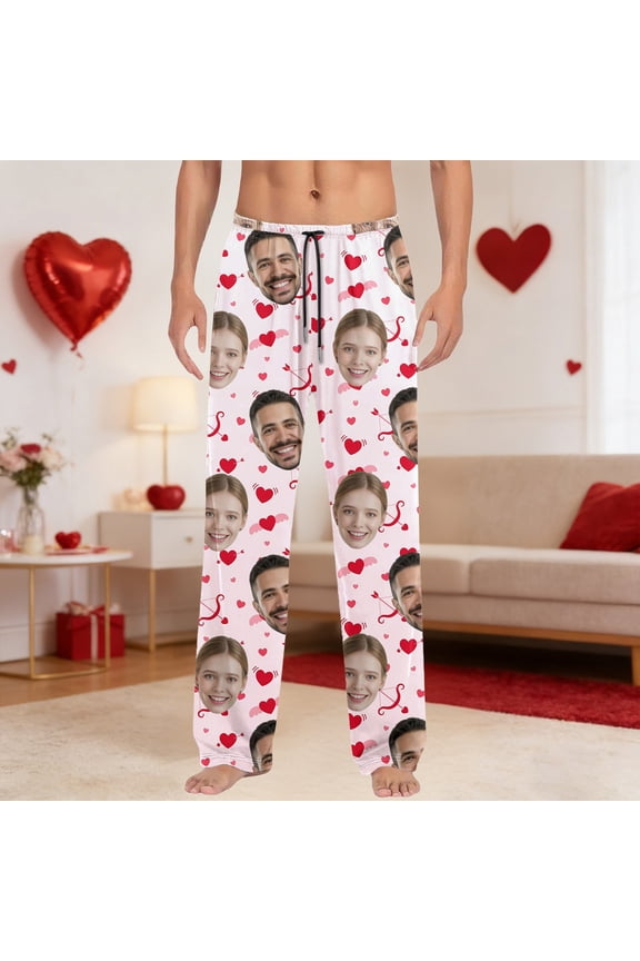 Personalized Pajama Pants With Face Personalized Pajamas Customized Pj Pants Valentine Gifts Pink XXL