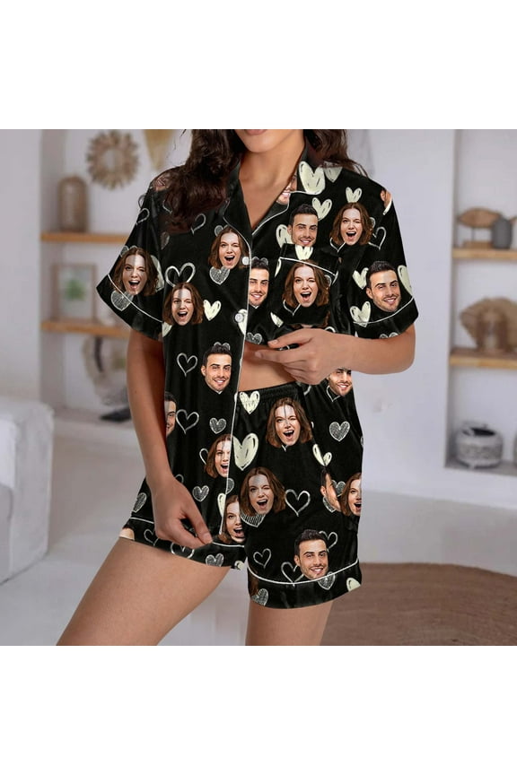 Personalized Pajamas Bottom With Photos Customized Picture Pockets Pj Pants Custom Gifts For Women,Black Women Polyester Spandex Pants M