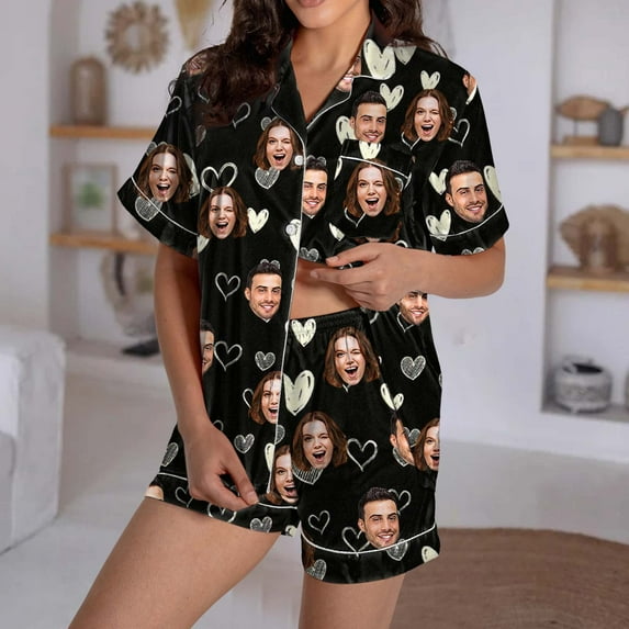 Personalized Pajamas Bottom With Photos Customized Picture Pockets Pj Pants Custom Gifts For Women,Black Women Polyester Spandex Pants S