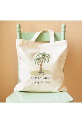Personalized Palm Tree Wedding Tote Bag Tropical Destination Wedding Favor Custom Beach Br