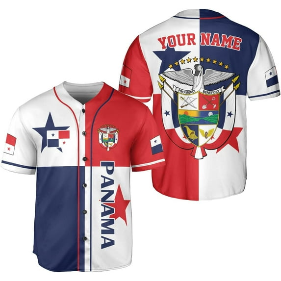 Personalized Panama Baseball Jersey Panama Camisa Shirt Panamanian Flag Jersey Panamanian Pride Jersey for Men (L)