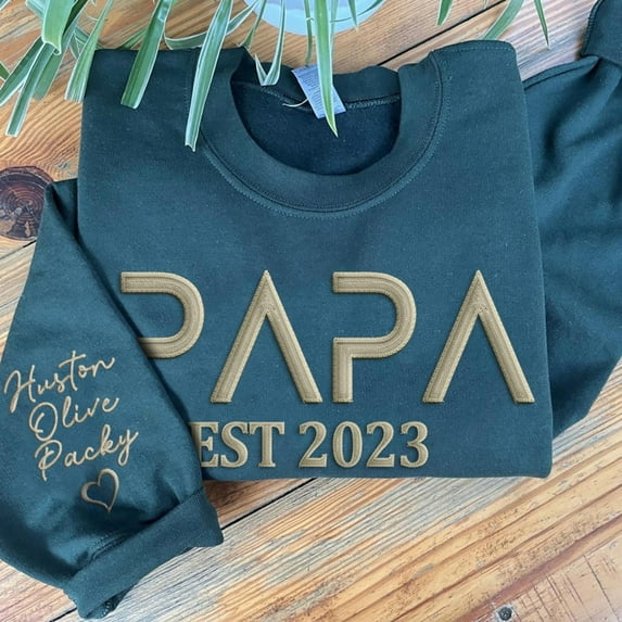 Personalized Papa Sweatshirt With Embroidered Kids Names Unique Gift For Dad Father's Day Gift Ideas