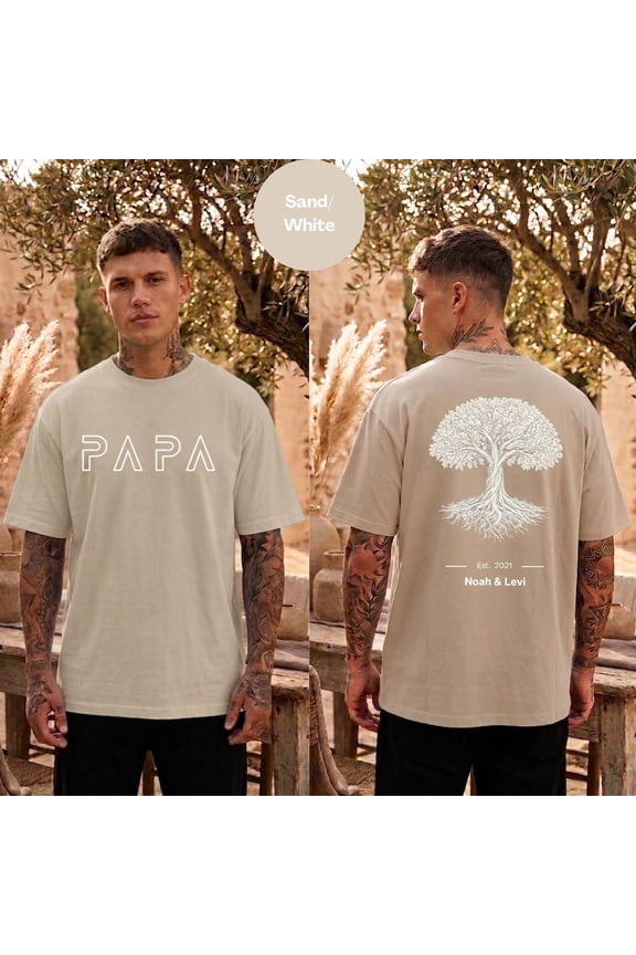 Personalized Papa T-Shirt With Names On Back | Dad Est Shirt | Father's Day Gift